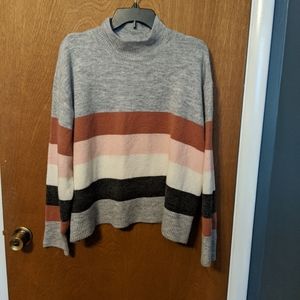 Striped mock neck sweater